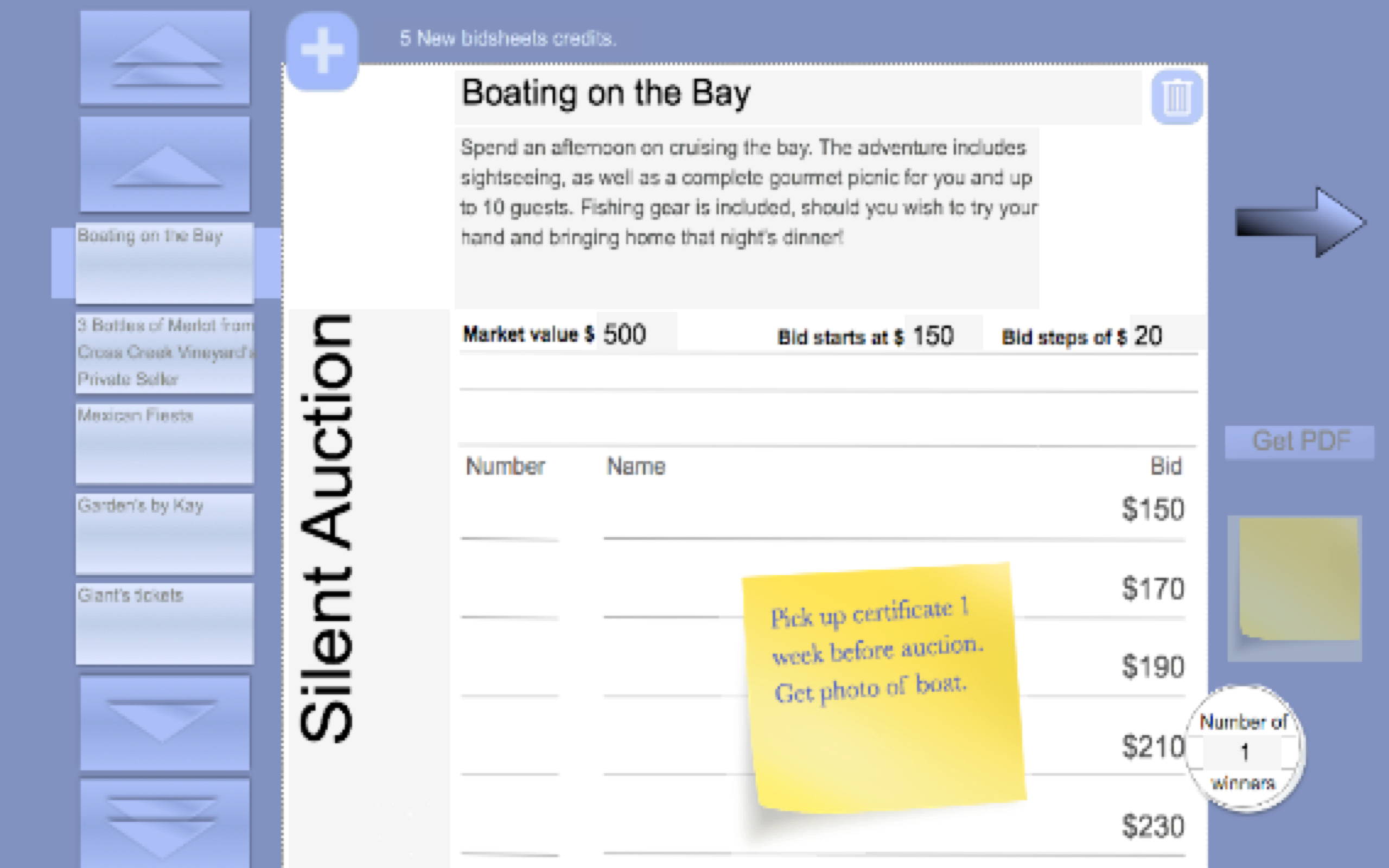 Pearl Silent Auction Bid Sheets App on Amazon Appstore