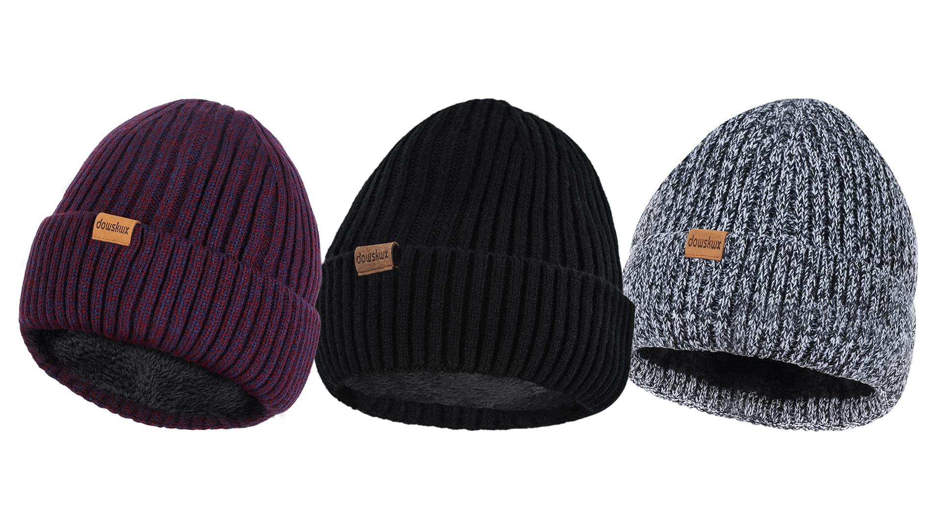 dowskwx 3 Pack Winter Hats Beanies Toque for Men Women, Warm