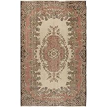 6x8.9 Ft Authentic Hand-knotted Vintage Turkish Area Rug with Medallion Design. K196