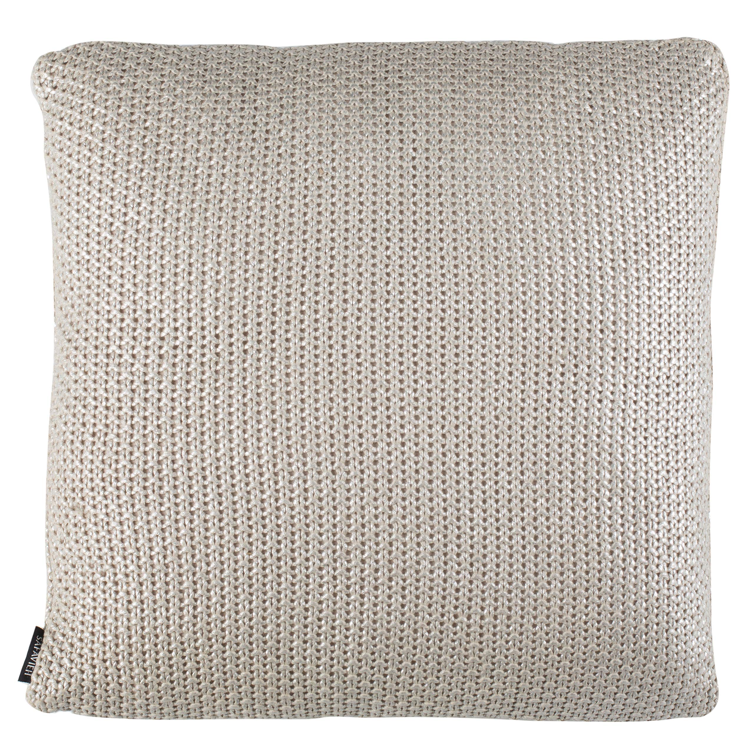 SAFAVIEH Tickled Grey Knit Throw Pillow, Palewisper
