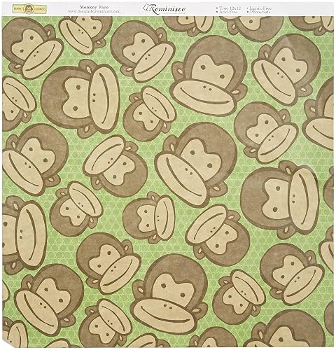 Reminisce Monkey Business 12 by 12-Inch Double Sided Scrapbook Paper,