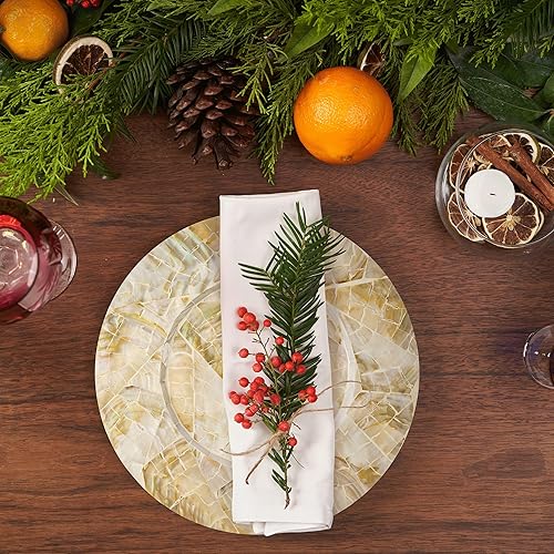 Miniatura 5 de Artera Charger - Juego de 2 platos decorativos de madreperla para exhibición, cargadores de madera para platos llanos