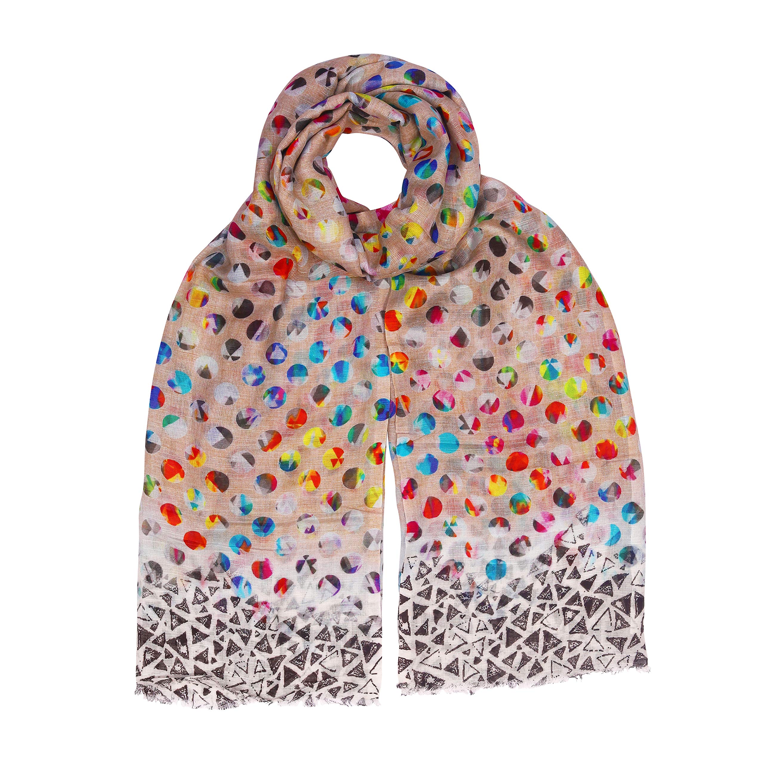 KCS Women's Multi Color Dot Design Premium Scarf(Both side wearing)