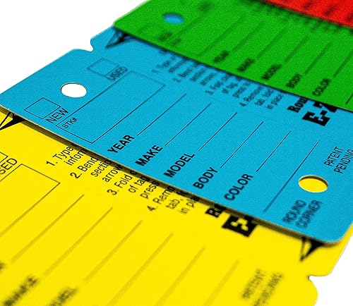 Miniatura 2 de Etiquetas para llaves de automóvil, autolaminables de plástico con anillo, esquina redonda, suministros para concesionarios de automóviles a granel,