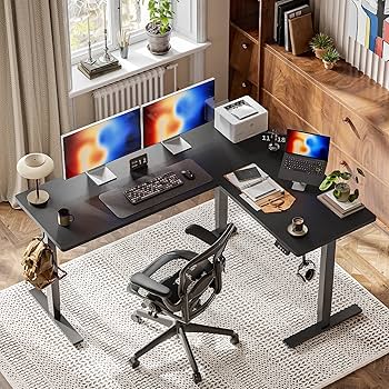 Amazon.com: TIQLAB Standing Desk L Shaped, 63x55 Inch Adjustable