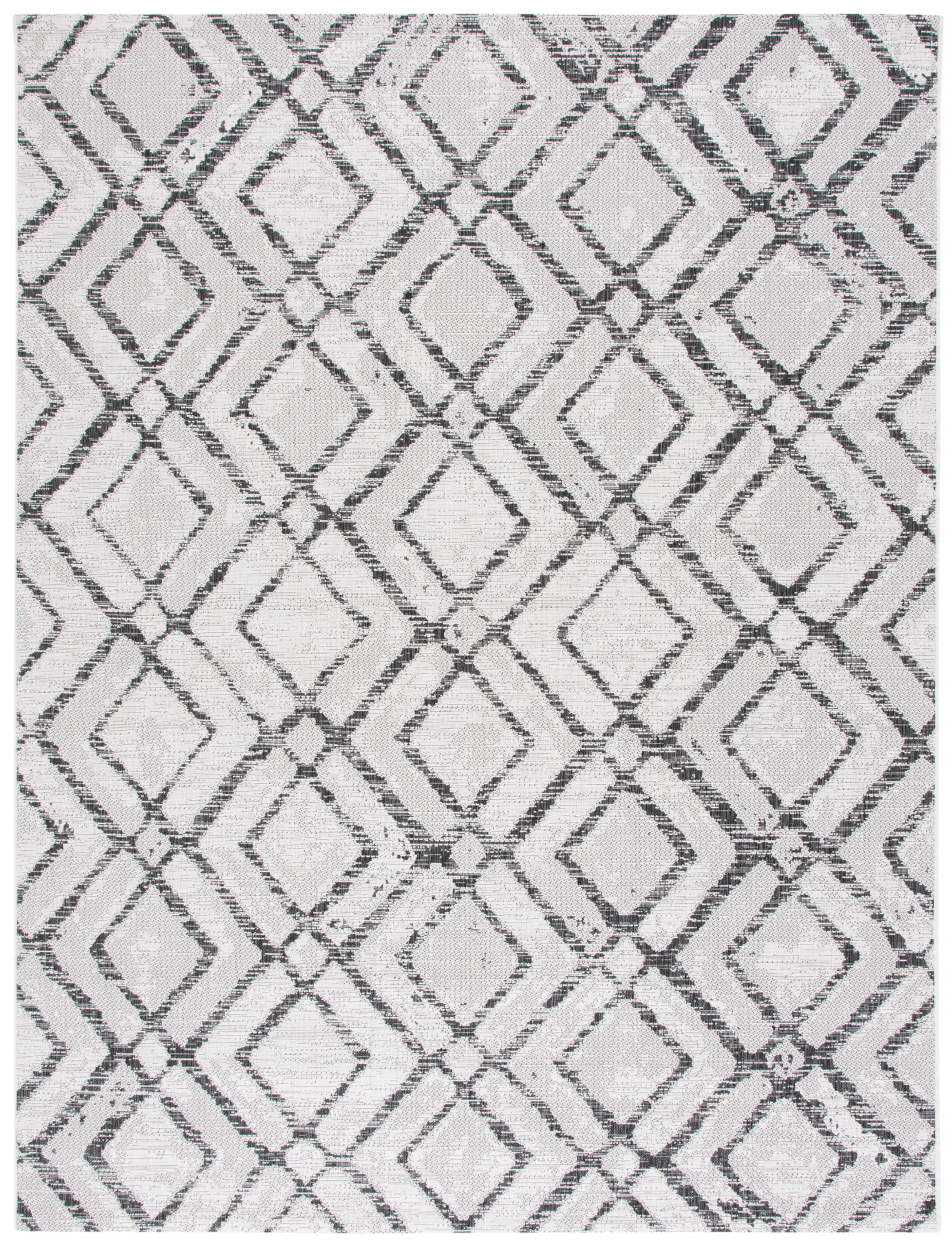 SAFAVIEH Courtyard Collection Outdoor Rug - 9' x 12', Ivory & Black, Geometric Design, Machine Washable, Ideal for High Traffic areas in Living Room, Bedroom & Dining Room (CY8951-53712-9)