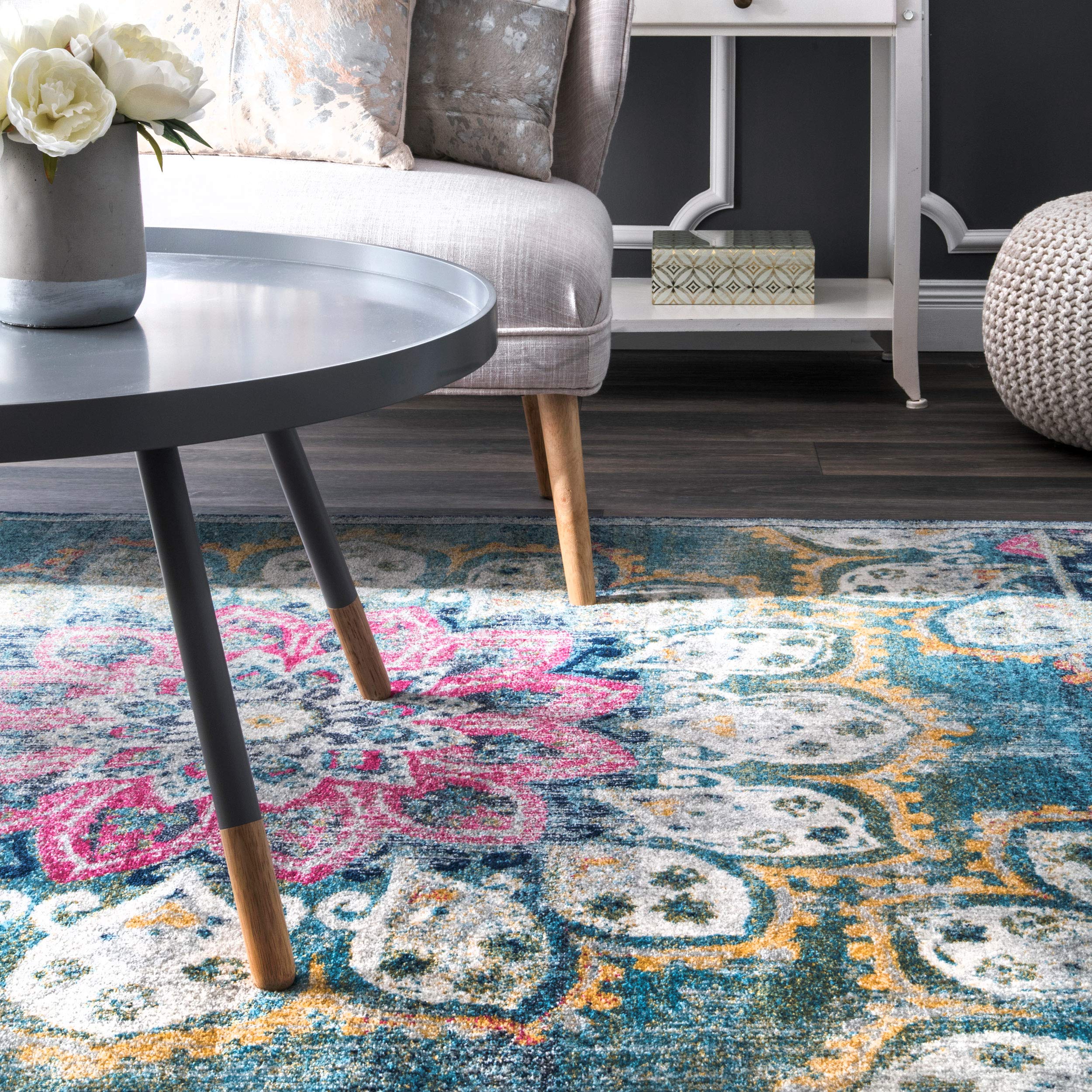 nuLOOM Kiyoko Vintage Floral Area Rug, 3' x 5', Turquoise