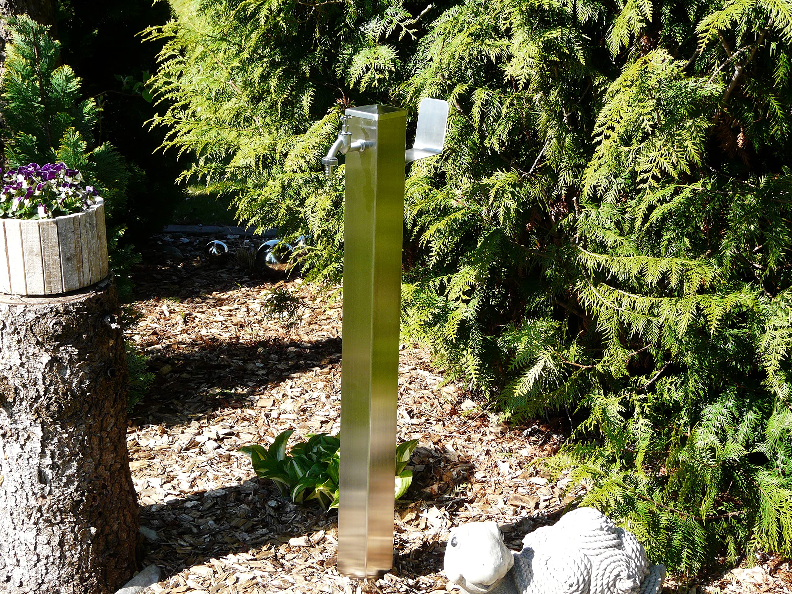 Wassersäule Edelstahl 3/4" Zoll 95 cm mit SchlauchhalterWasserverteiler Wasserzapfstelle Zapfstelle 95 cm