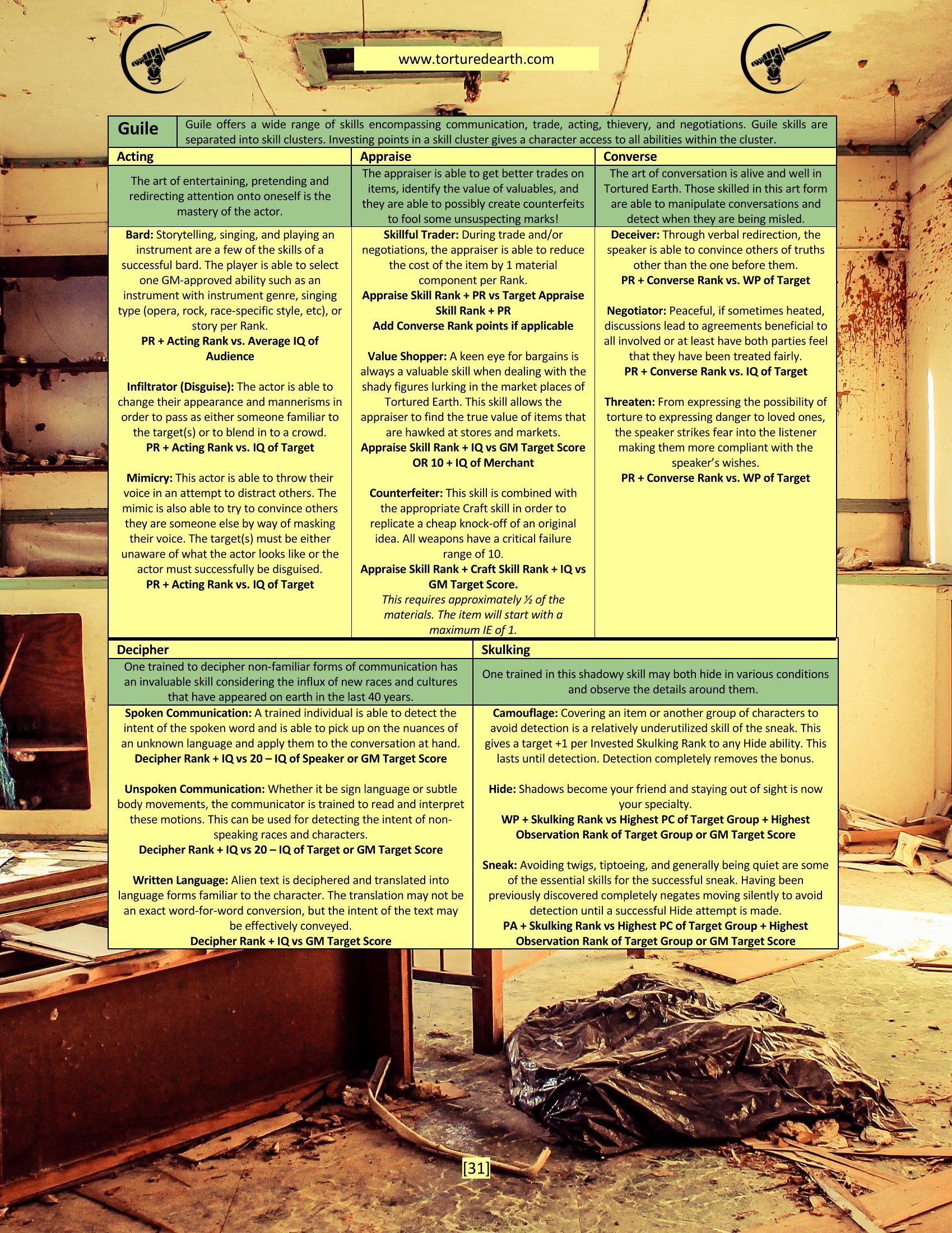 Tortured Earth Role Playing Game