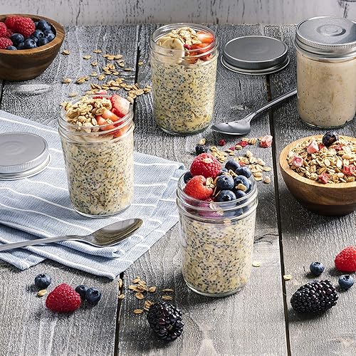 Miniatura 3 de Paksh Novelty - Recipiente de almacenamiento de alimentos - Tarros de vidrio con tapas herméticas de metal plateado para preparación de comidas,