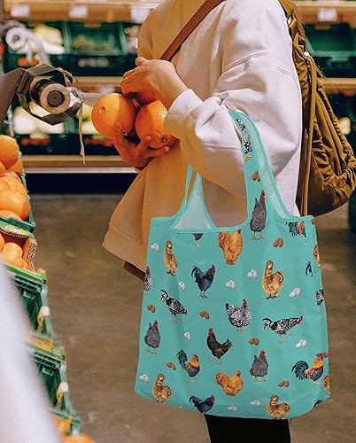 Miniatura 9 de WIRESTER Bolsa de comestibles reutilizable para mujeres y niñas, bolsa de compras plegable, bolsa de hombro, bolsa de playa