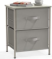 Vista 13 de Simple Houseware - Cómoda con 3 cajones y mesita de noche con tapa de madera, color café