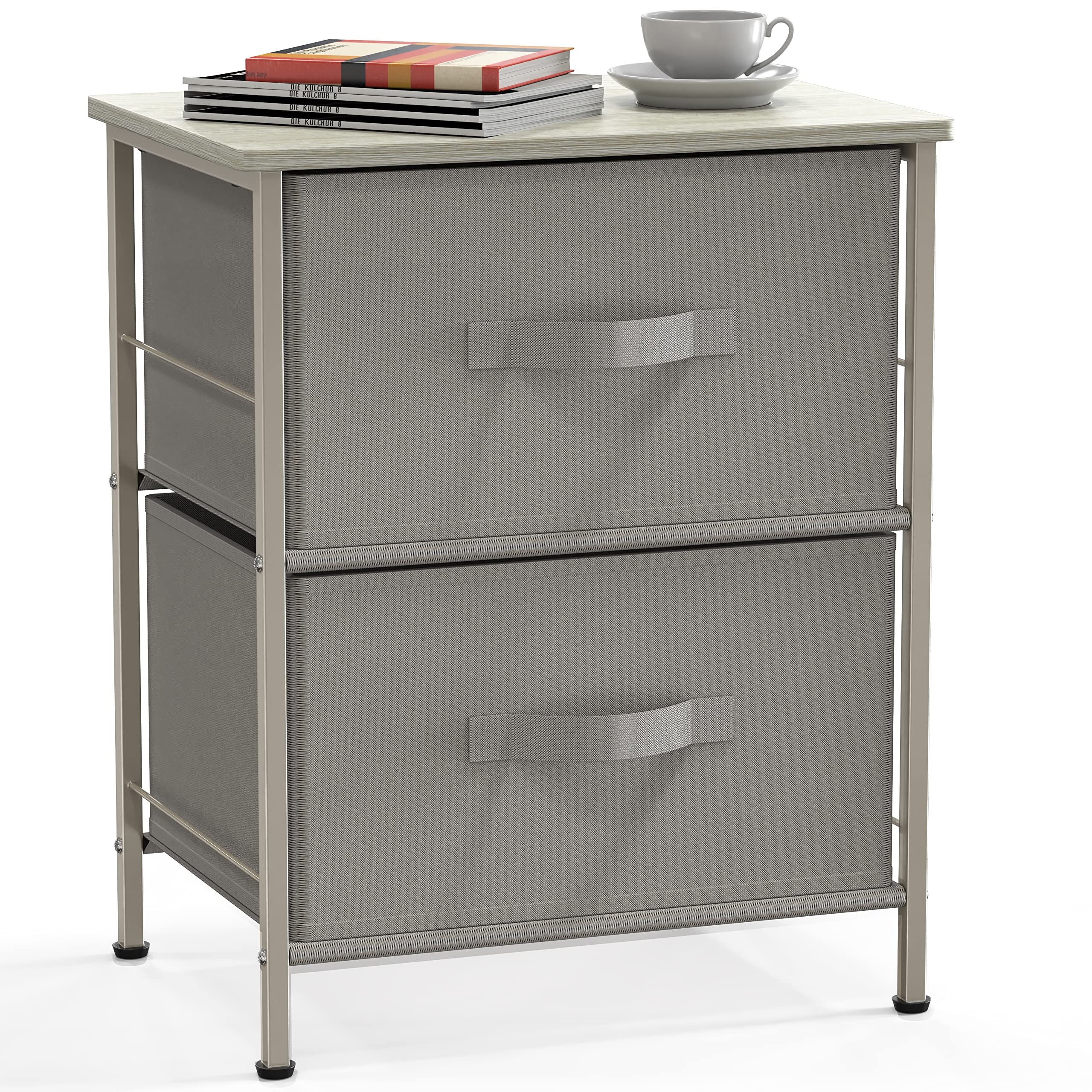Simple Houseware Nightstands Dresser for Bedroom 2-Tier Organizer Drawer Storage Tower, Grey Similar not exact