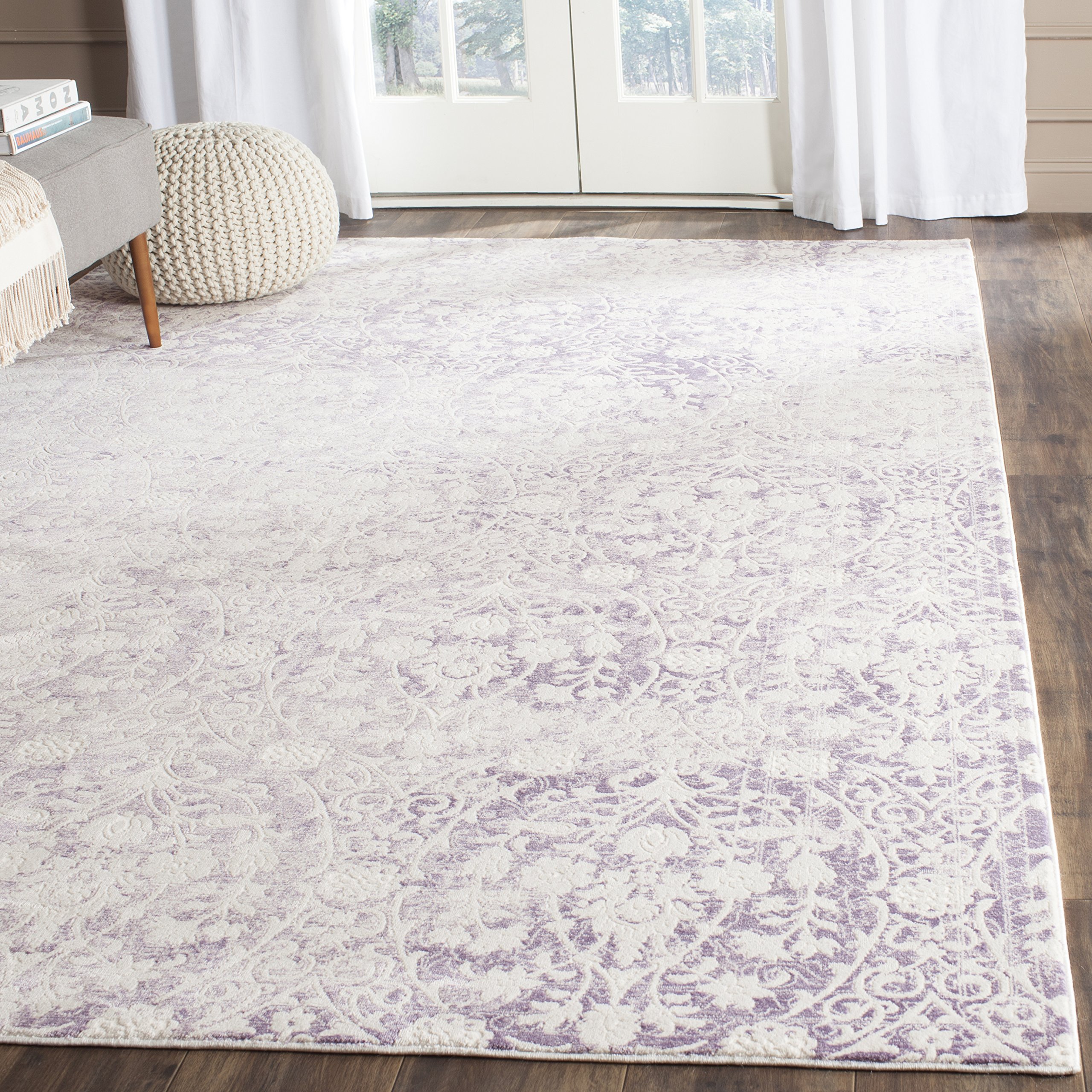 SAFAVIEH Passion Collection Area Rug - 10' x 14', Lavender & Ivory, Vintage Distressed Design, Non-Shedding & Easy Care, Ideal for High Traffic Areas