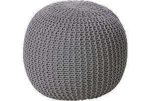 Handwoven Cotton Round Footrest Pouf with Rustic Charm