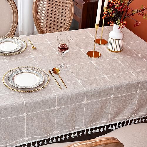 Miniatura 6 de Mantel de mesa cuadrada a cuadros de granja para café, de lino de algodón pesado, para decoración de mesa de cocina y comedor, 36x36 pulgadas