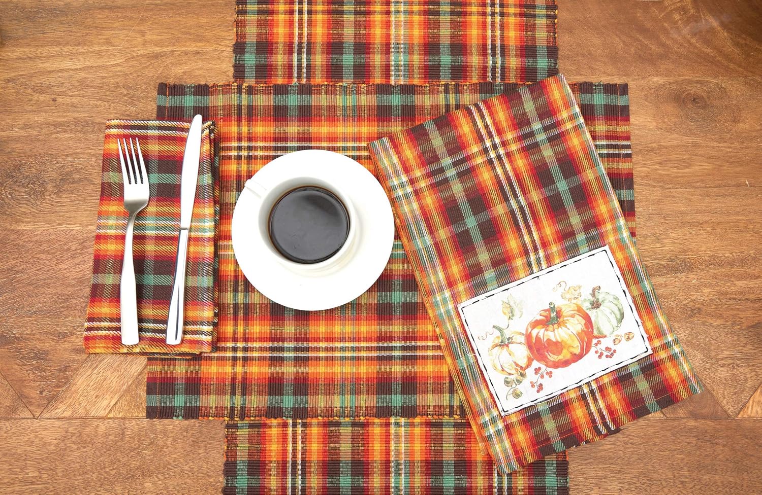 C&F Home Randall Plaid Placemat Set 6 Placemat Set of 6 Brown