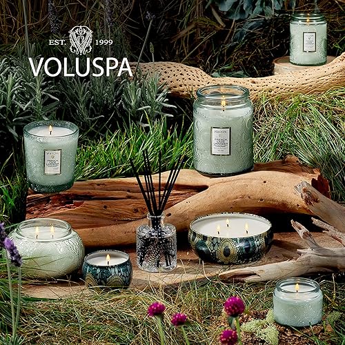 Miniatura 6 de Voluspa Vela de lavanda French Cade  14 onzas  50 horas de tiempo de combustión  Cuenco de cristal en relieve  Cera de coco y mechas naturales para