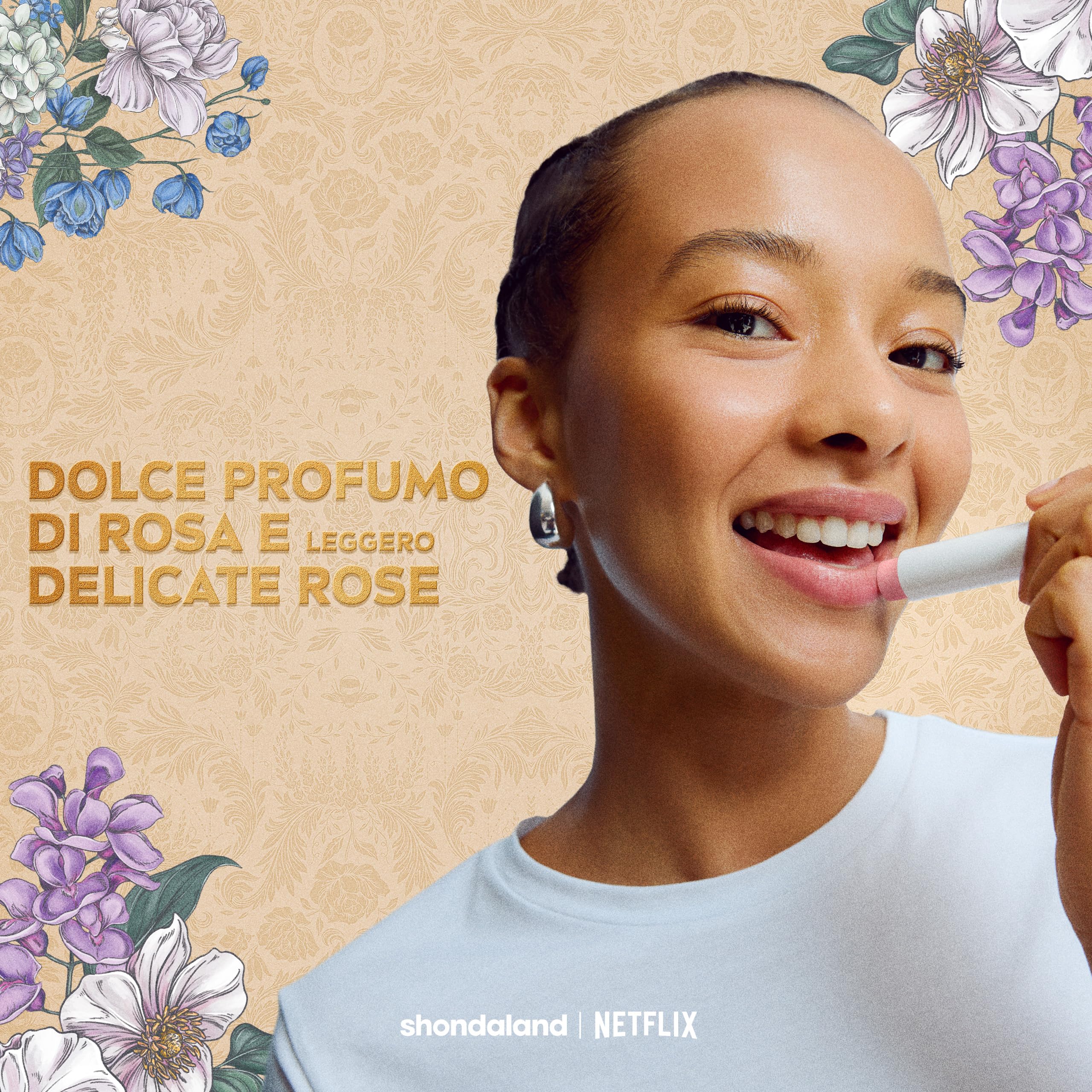 Labello Bridgerton Limited Edition Rose Meringue 4.8g, Limited Edition Romantic Design Colorful Lip Balm, 24h Moisturizing Lip Balm with Rose Aroma and Pearl Touch - 4