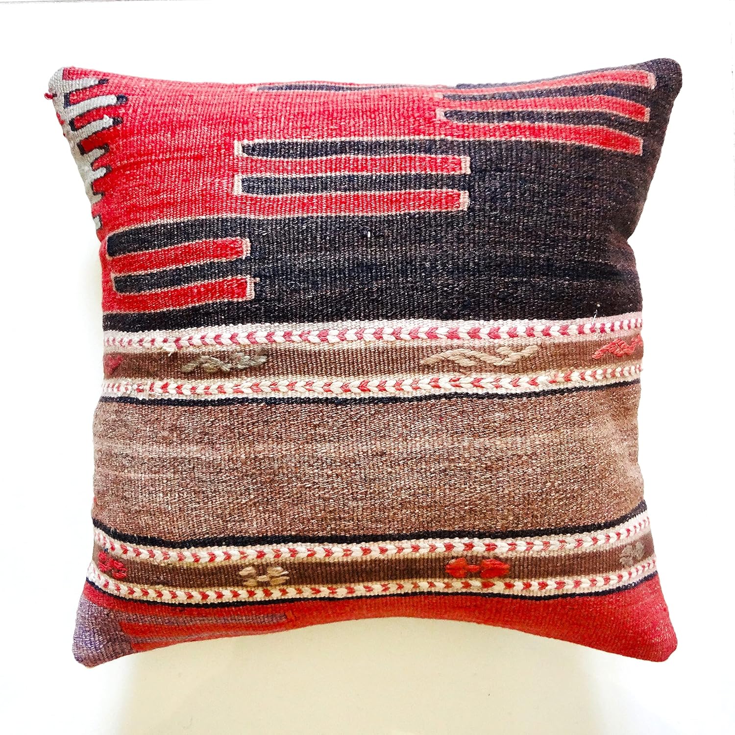 Rug Cushion Case, Handmade Pillow Cover, Rustic Throw