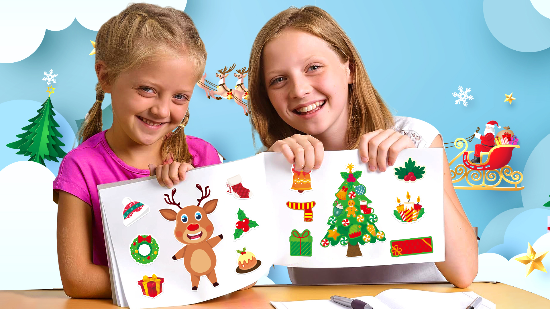 SmilinFit Christmas Stickers For Kids - Fun Holiday Decals For Crafts, Gifts, And Activities
