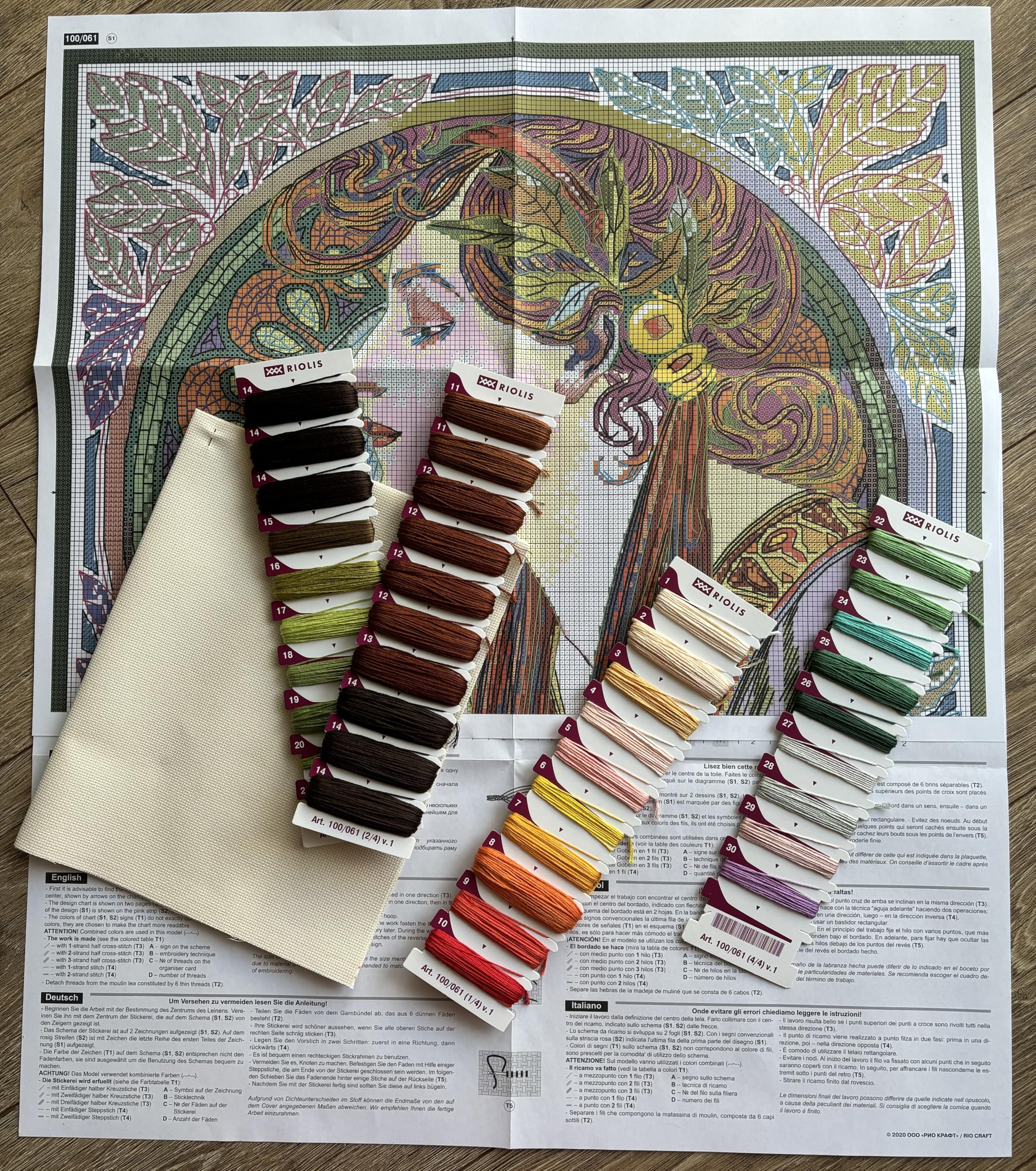 Riolis Point De Croix Kit Broderie Point De Croix Riolis RI-812 Printemps - Toile Aïda, Fils Laine/Acrylique - Multicolore Rio-812 Toile Aïda