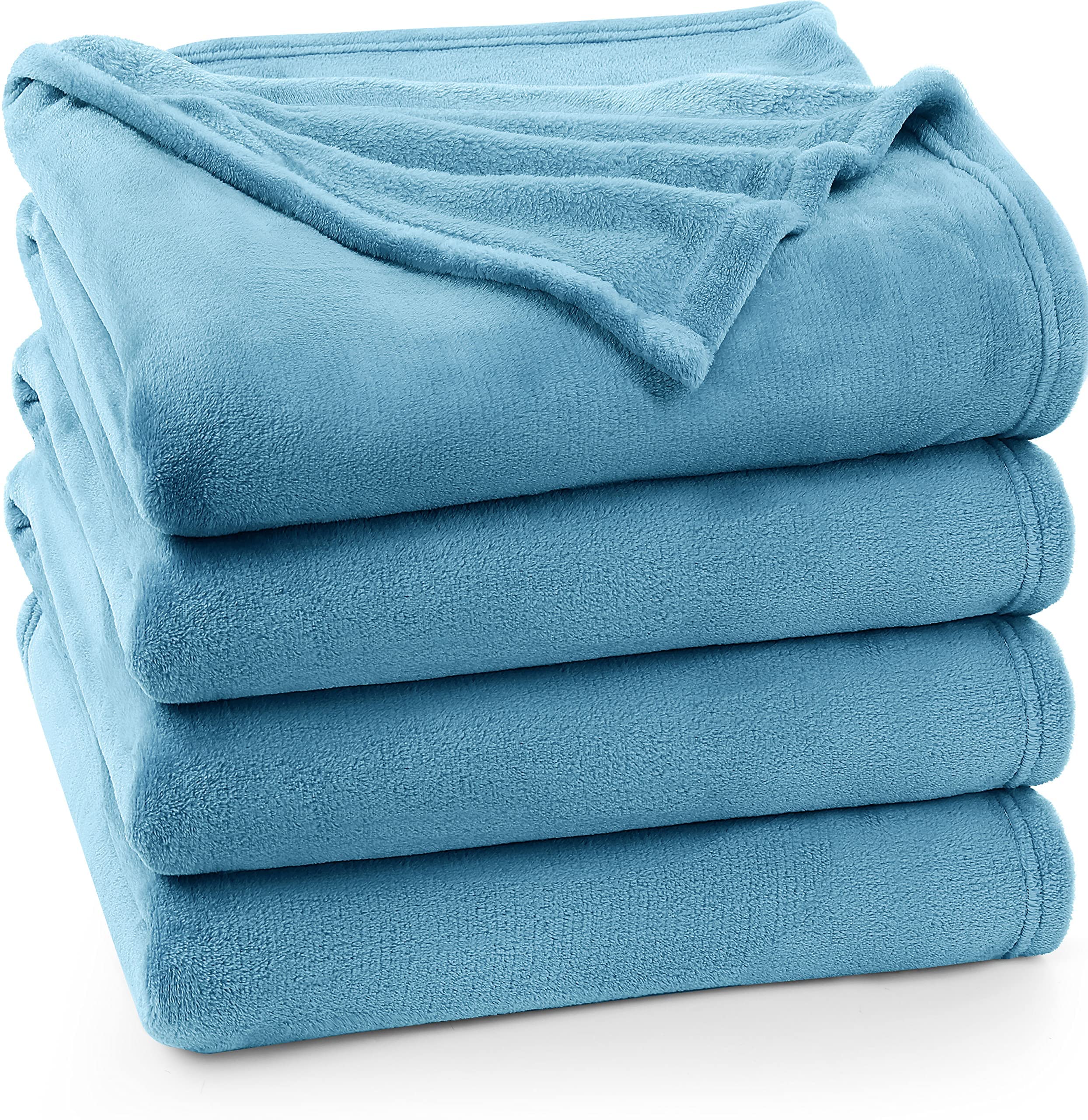 Utopia Bedding Washed Blue Fleece Blanket King Size Fuzzy Soft Anti-Static Microfiber Bed Blanket (90x102 Inch)
