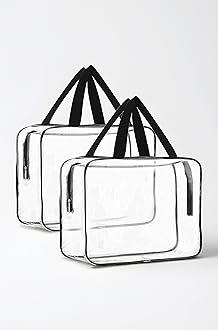 - TULMAN 2 Pack PVC Transparent Travel Toiletry Bag – Cosmetic Makeup Organizer, Handbag & Kids Toy Storage, Durable Storage Pouch for Travel Essentials & Cosmetics – 30x22x8 CM