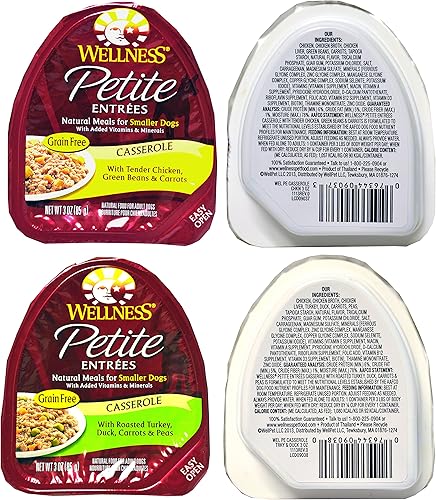 Miniatura 5 de Wellness Petite Entrees - Paquete variado de alimentos húmedos naturales sin granos para perros, 8 sabores diferentes, 3 onzas cada uno (8 platos en