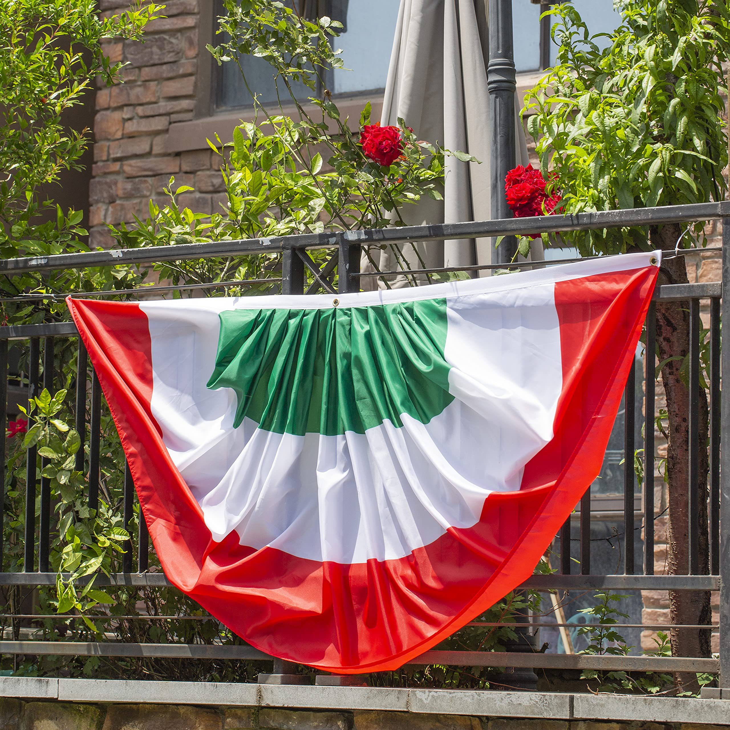 Italy Italian Pleated Fan Flag Bunting 3 x 6 Ft Italy Pleated 2 Pcs Fan Flag Banner Indoor/Outdoor/Front Porch Decorations, Half Flag Patriotic 