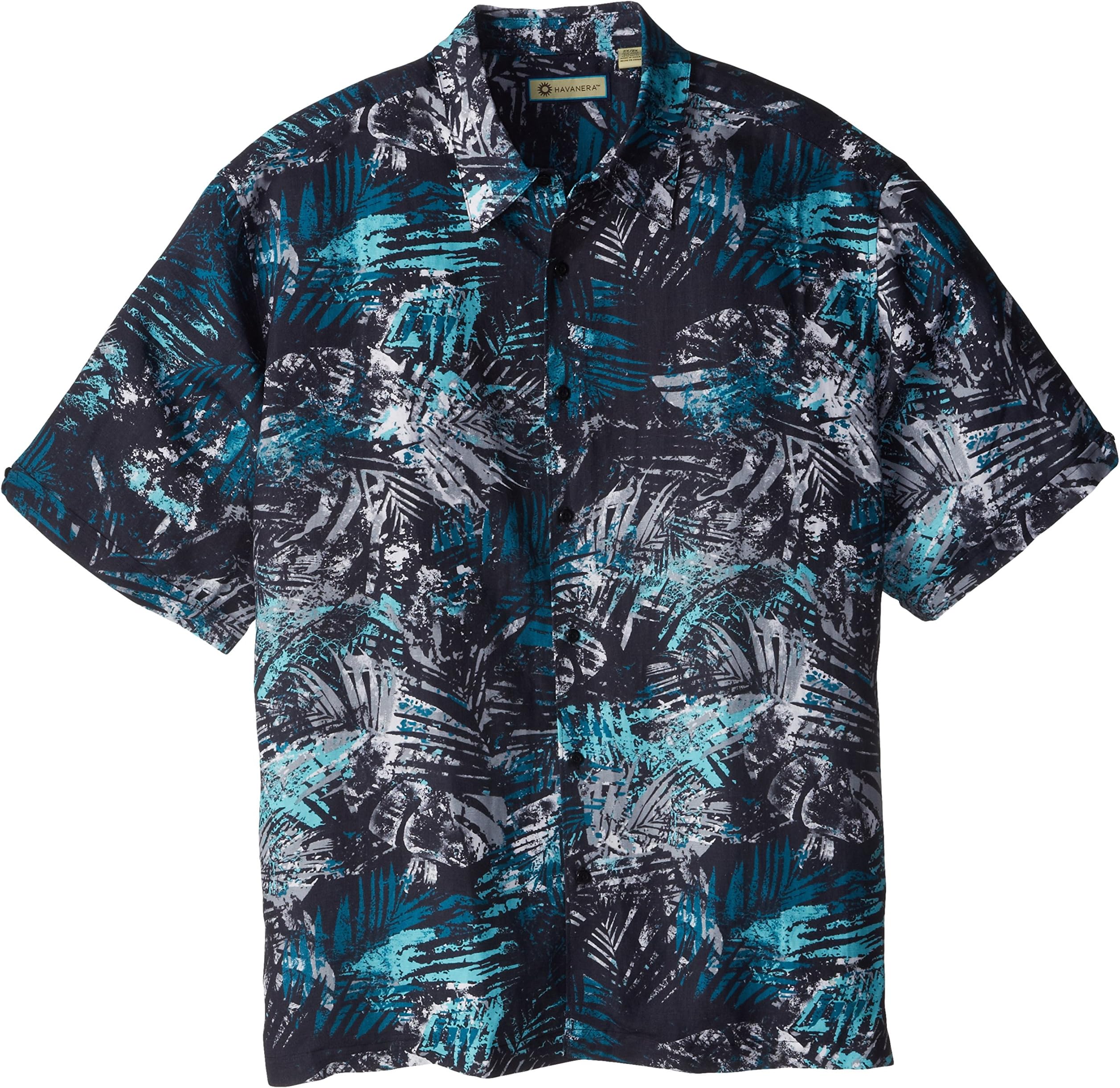 Men's Big-Tall Short Sleeve All Over Leaf Print Shirt