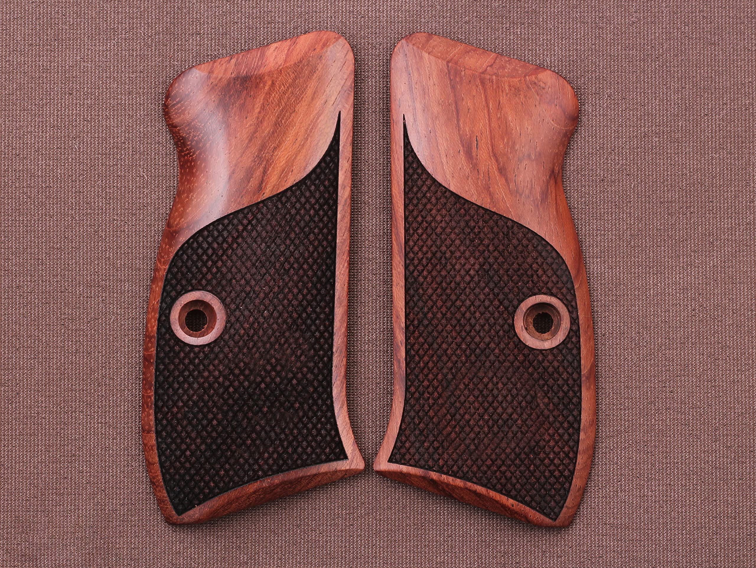 KSD Rosewood Grips For CZ Compact 75, P-01, PCR - Dragon Skin Laser Logo