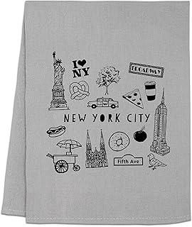 Moonlight Makers NYC New York City Collage Dish Towel, Funny Kitchen Towels, Cute Wash Cloths, Cotton Dish Towels for Kitc...