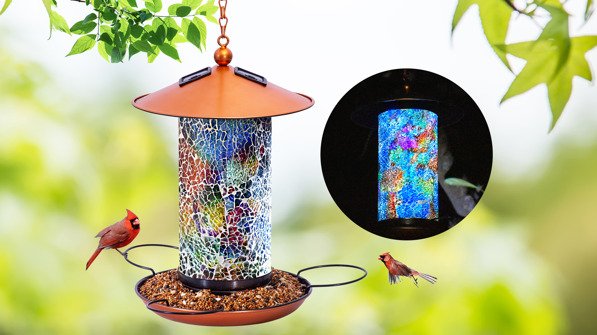 Amazon.com: XDW-GIFTS Mosaic Solar Wild Bird Feeder, Waterproof