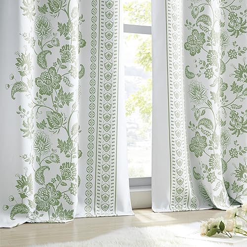 Miniatura 8 de Jubilantex Cortina opaca botánica para ventana, 95 pulgadas de largo, reducción de ruido, aislamiento térmico, tratamiento de ventana para