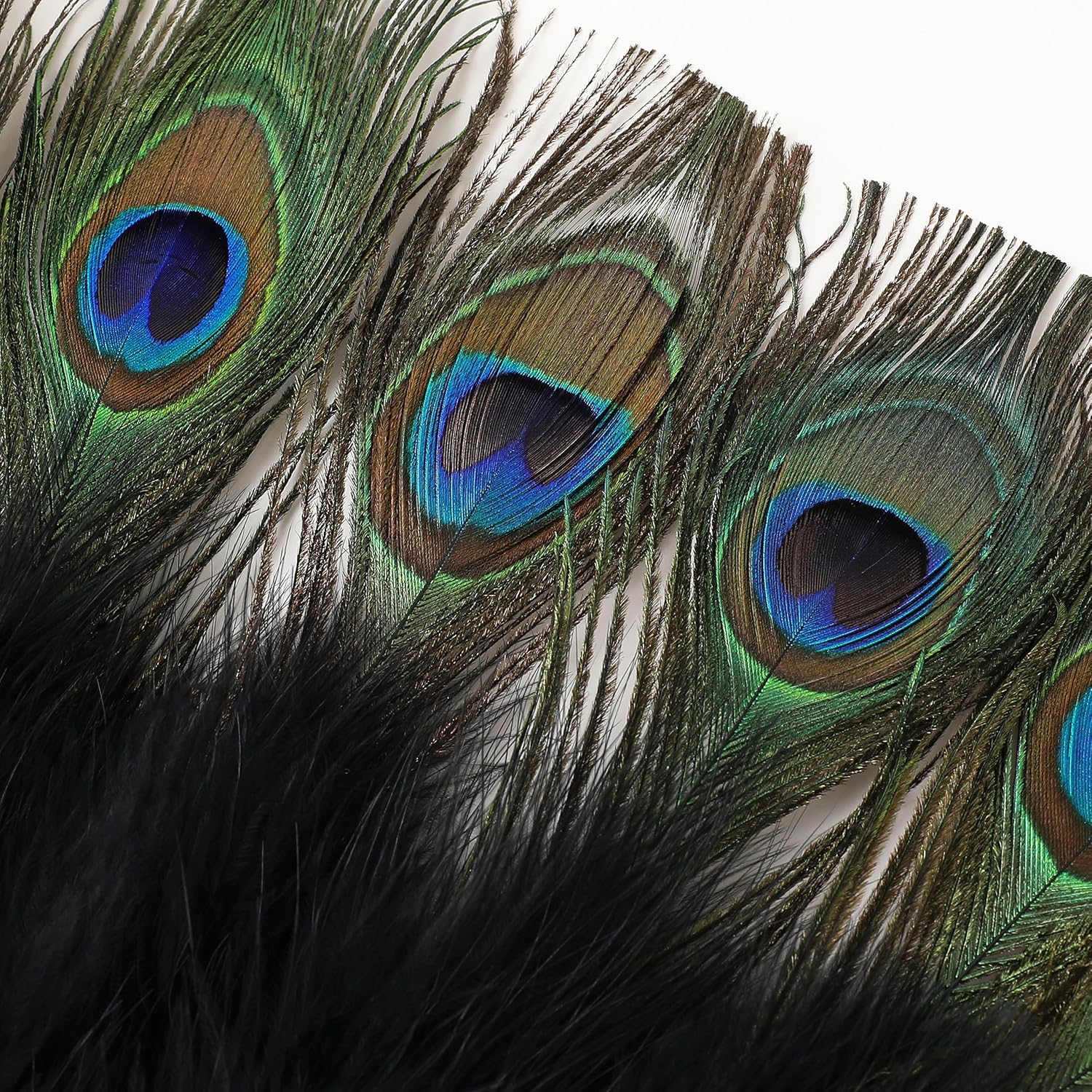 BABEYOND Peacock Marabou Feather Fan - Roaring 20s Vintage Style Flapper Accessories for Costume Halloween Tea Party