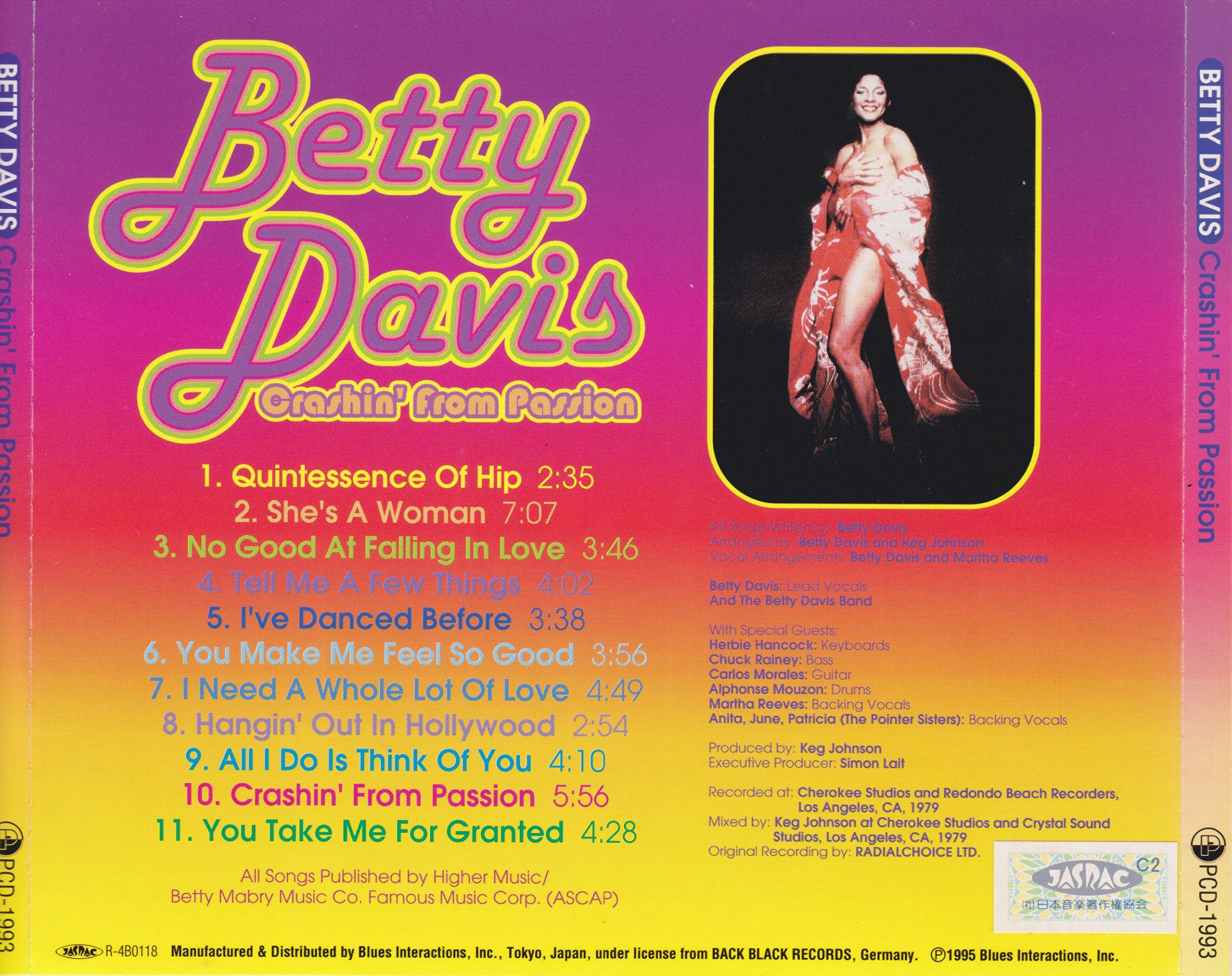 BETTY DAVIS - Crashin' From Passion - Disque CD