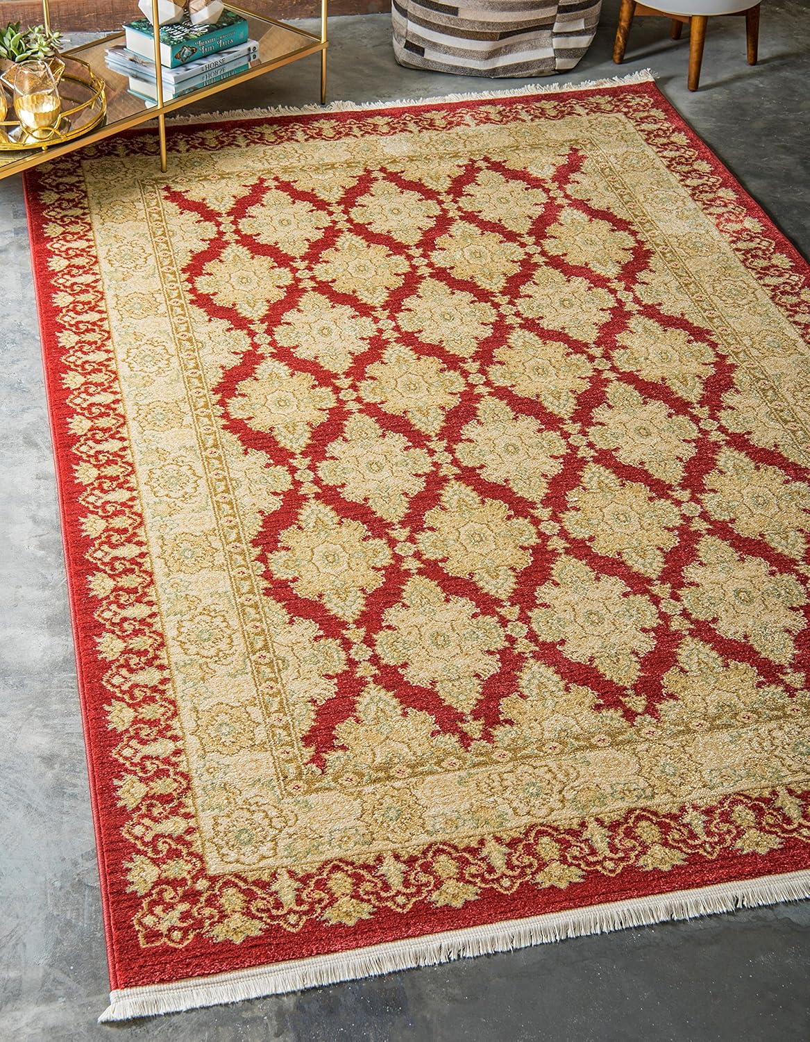 Unique Loom Edinburgh Collection Oriental Traditional French Country Red Area Rug (9' x 12