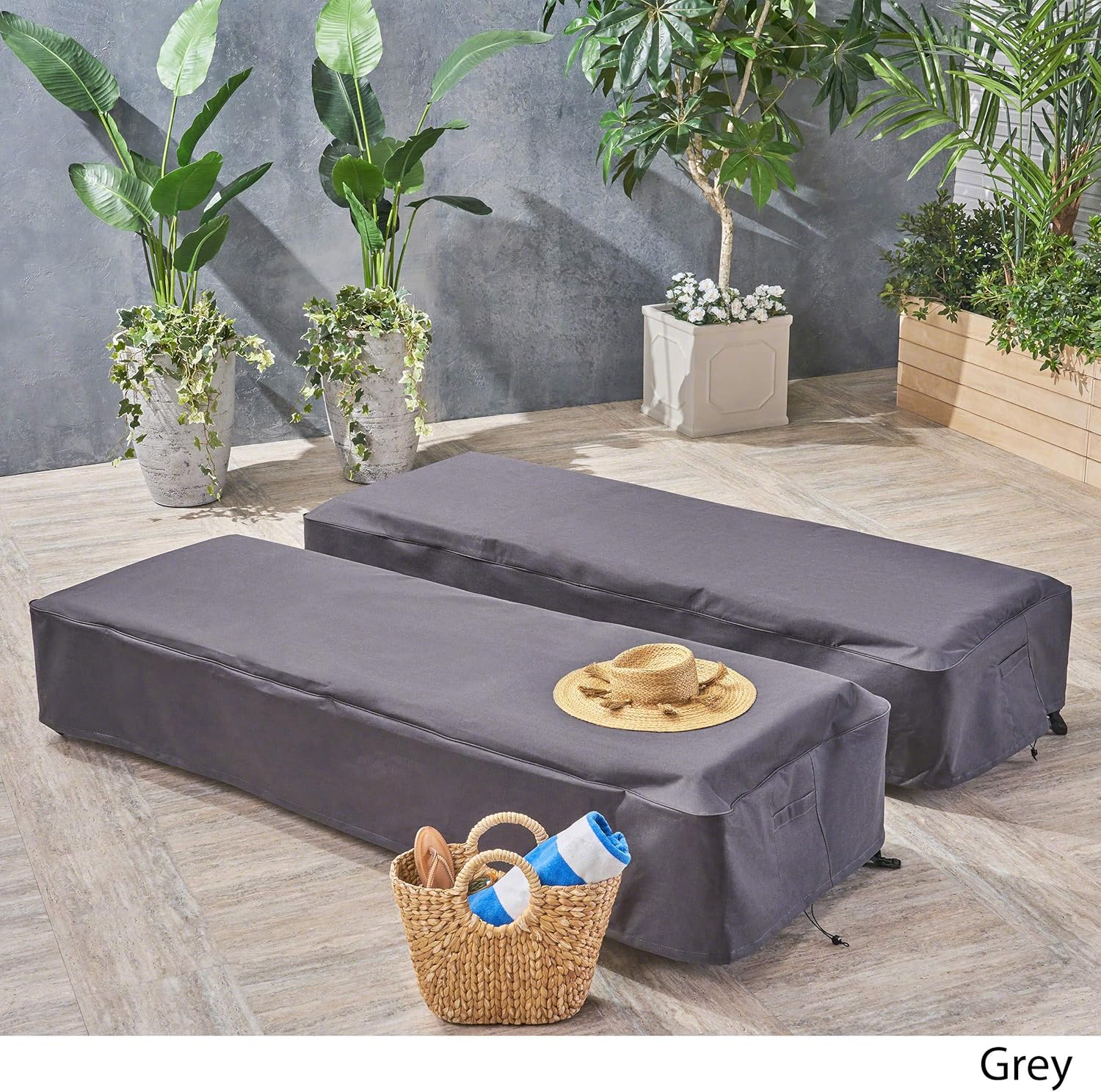 Christopher Knight Home Ann Outdoor Waterproof Chaise Lounge Cover (Set of 2), Gray