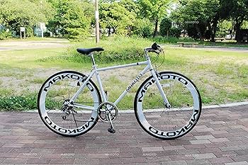 MAKOTO クロスバイク ホワイト 大径ホイール Amazon | クロスバイク 自転車 シマノ製6段変速 レボシフター