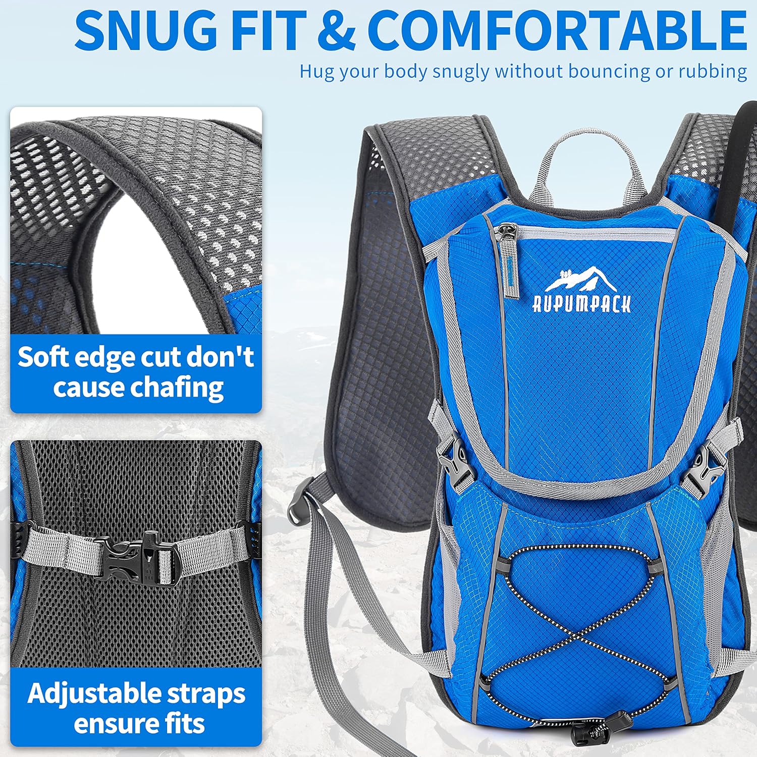 RUPUMPACK Hydration Vest Backpack Small: Running Hydration Vest Pack with 2L Water Bladder - Lightweight Water Hydro Vest Backpacks for Men Women Trail Cycling Biking Hiking Rave Festival