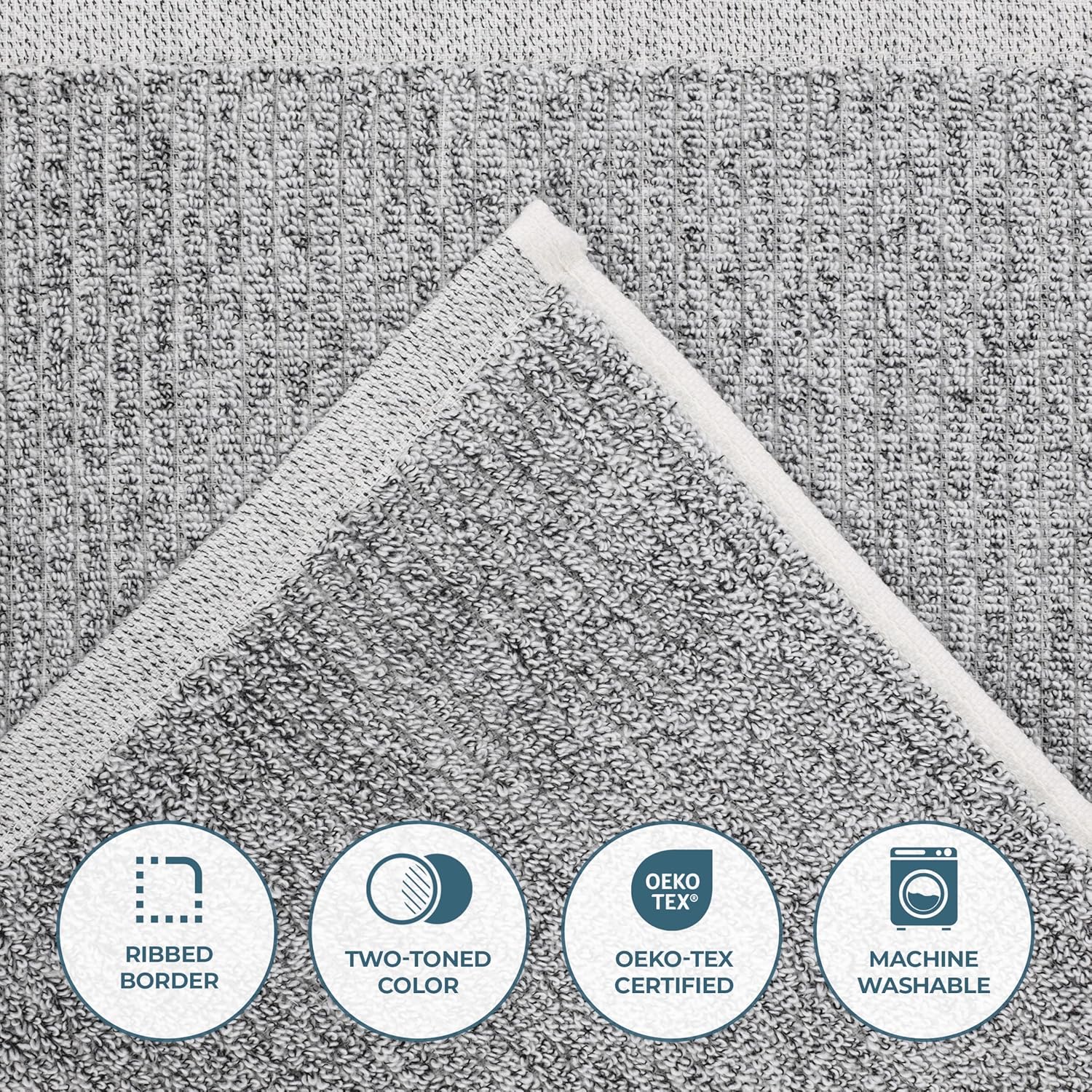 Superior Destin Viscose Cotton Blend Medium Weight Towels, for Bathroom, Shower, Spa, Plush, Quick Dry, Ultra-Soft Towels, Bath Essentials, Ribbed Design, 9 Piece Assorted Towel Set, Charcoal