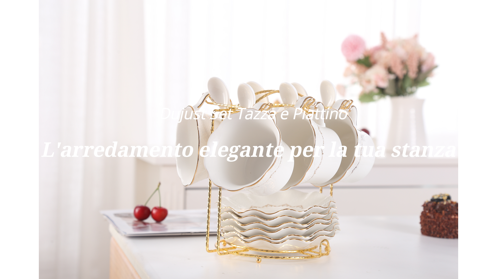 LETAOTAO Set 6 Tazze Da Tè Turche Con Piattino – 200 Ml Bianco E Oro – Eleganti Per Cappuccino E Caffè