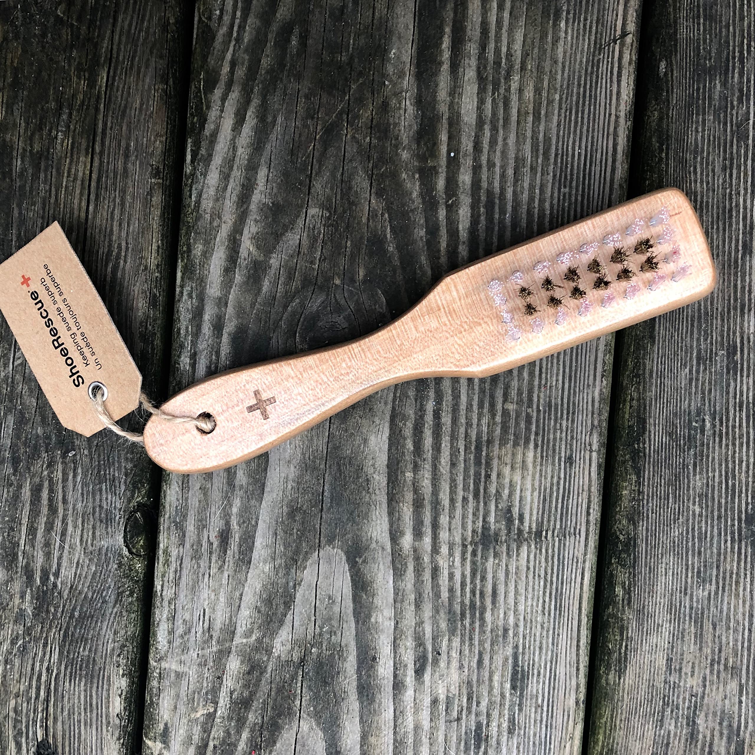ShoeRescue - Cepillo de limpieza de ante y nobuk (mango de madera)