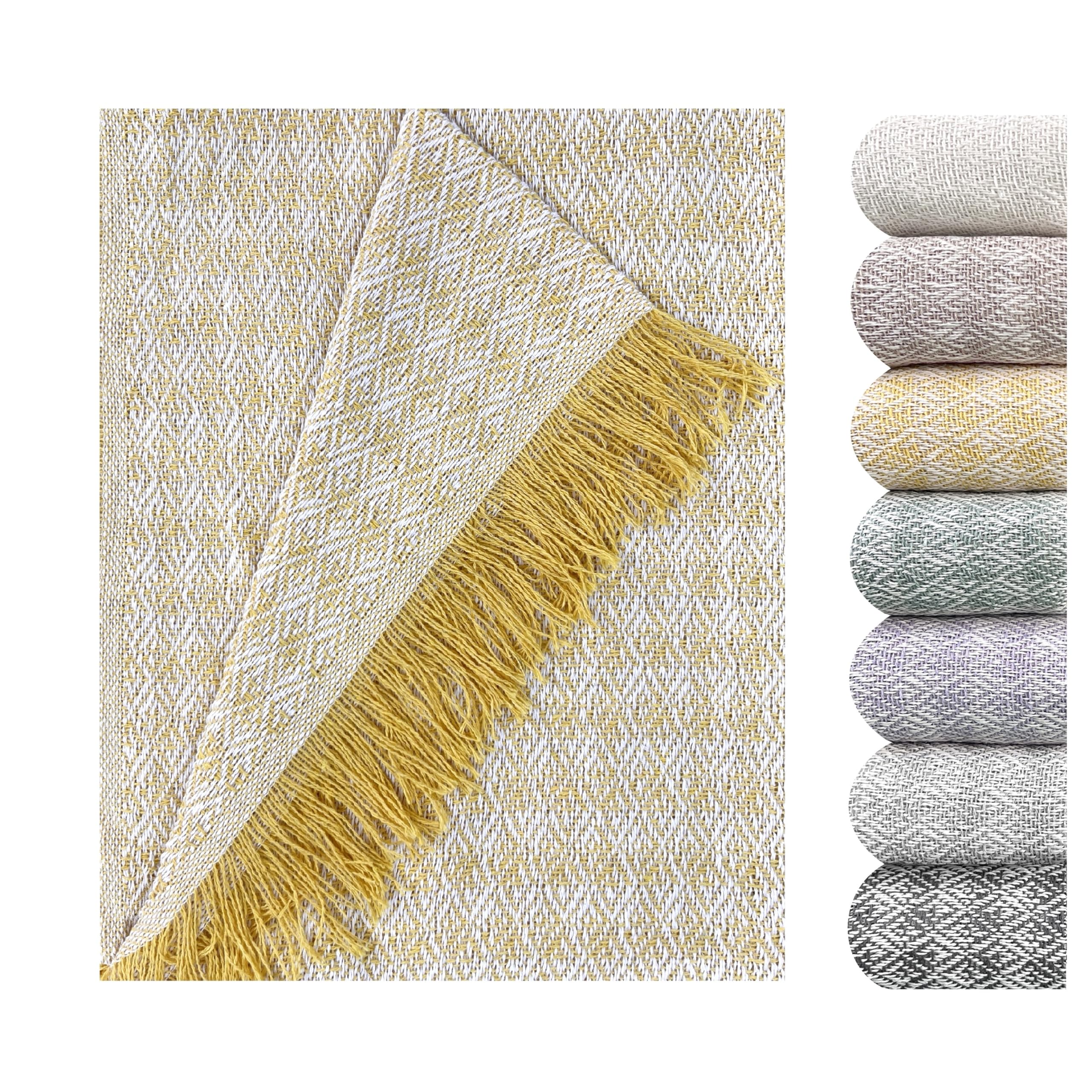 GFD Textiles - Colcha Multiusos Viena para Sofas, Colcha Sofa 180 x 260, Amarillo | Foulard Ligero con Diseño Geométrico, Hecho en España