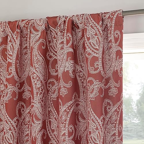 Miniatura 3 de Sun Zero Pedra Paisley - Panel de cortina 100 % opaca con pestaña trasera, 40 x 84 pulgadas, color rojo rústico