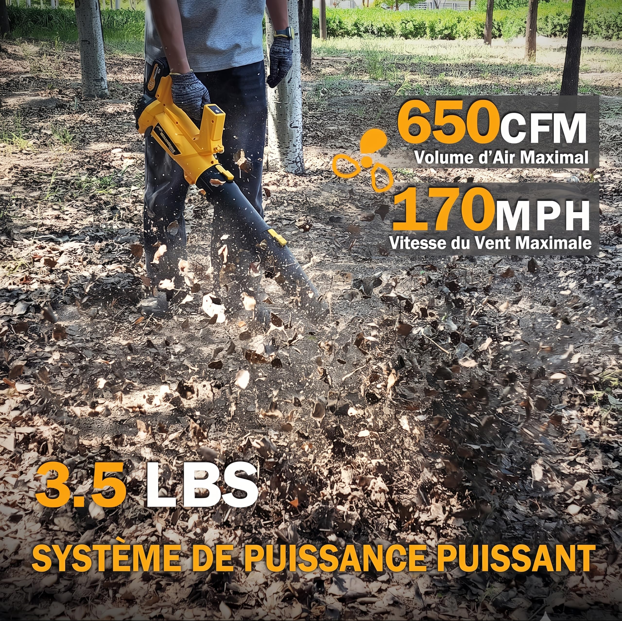 Souffleur Batterie Brushless 1500W, 2 Batteries 3,0Ah et Chargeur