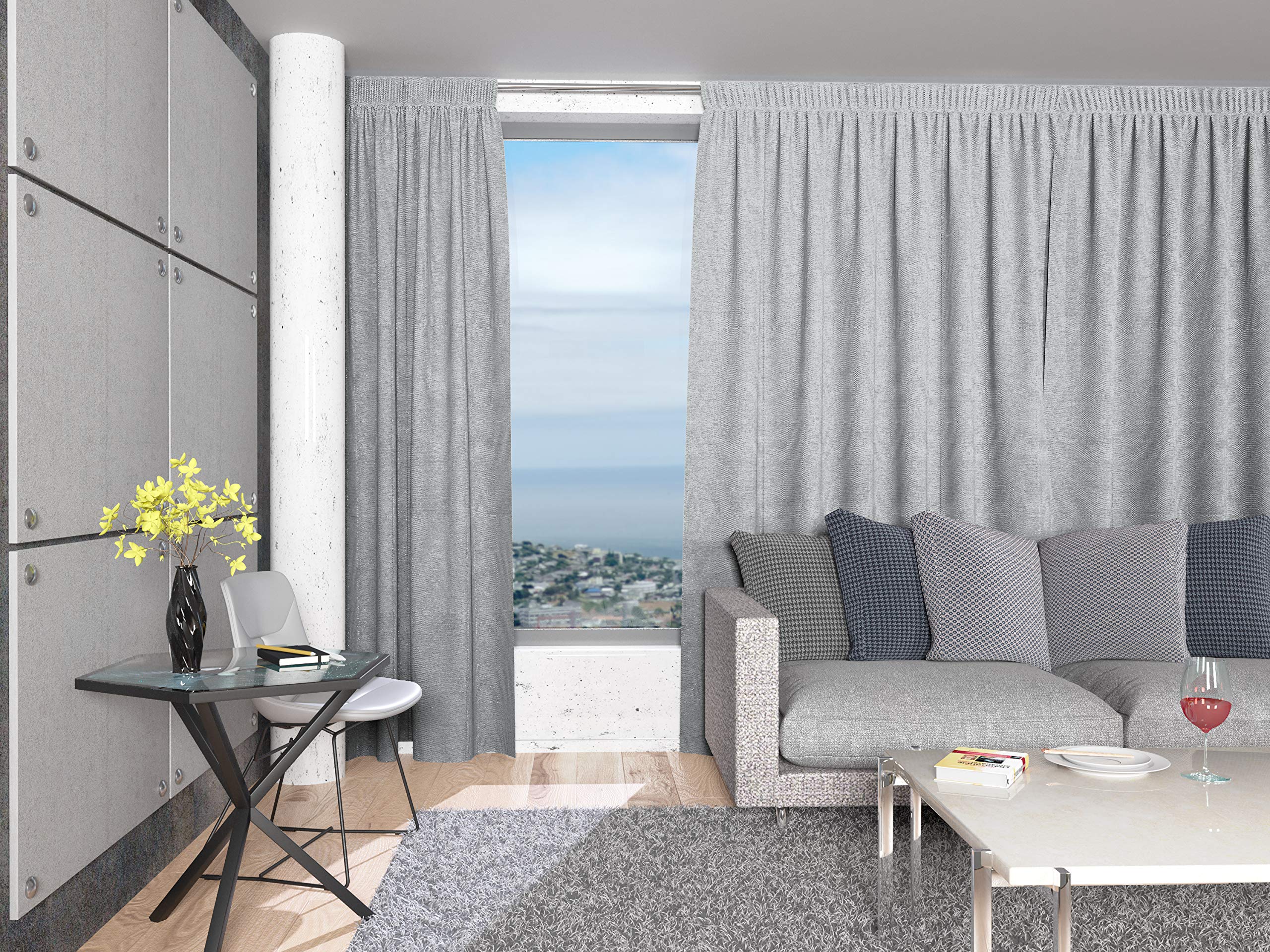 ALOHA Vorhänge Nebelgrau/mit Stegband/ 140cm x 215cm/ 2er Set