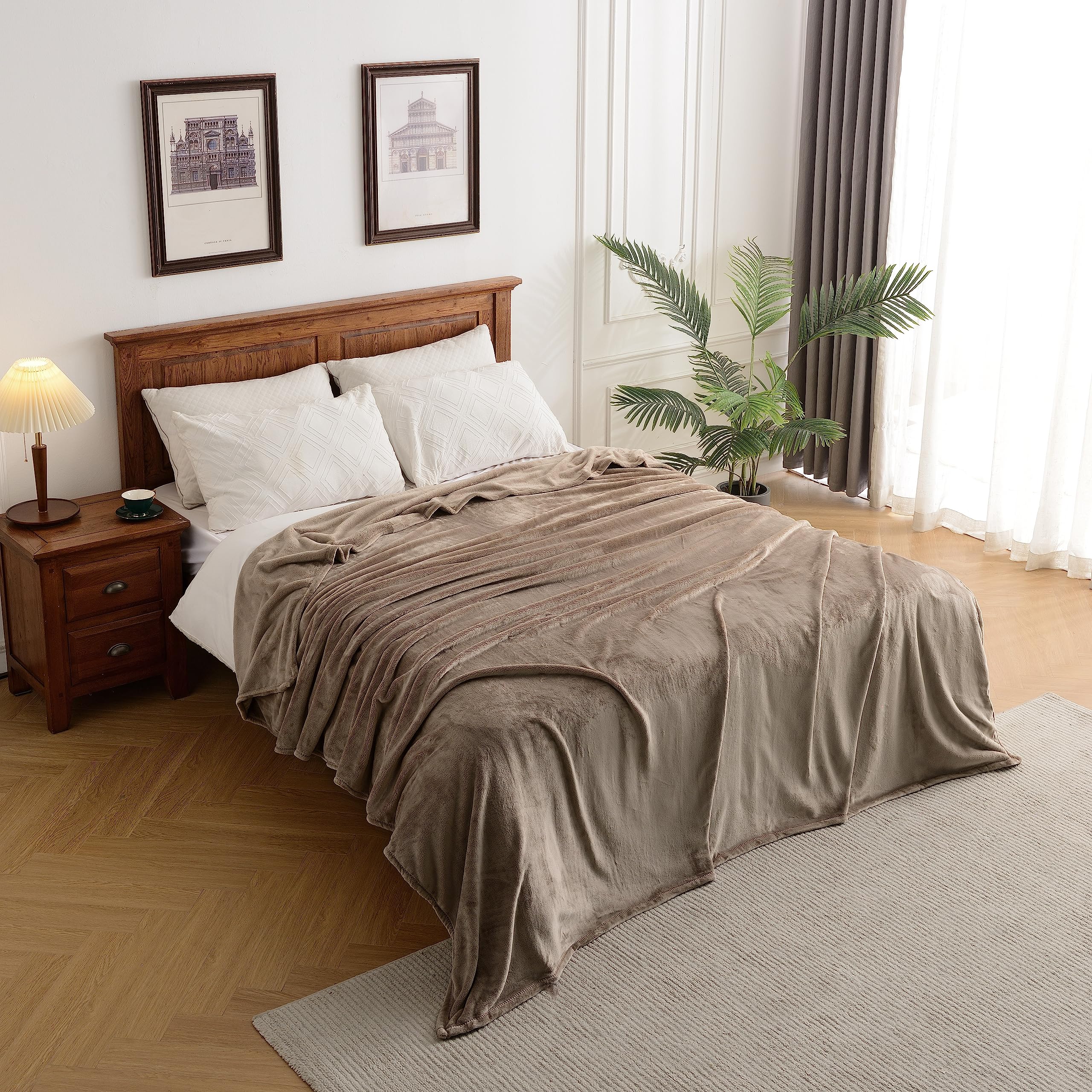 Amazon.com: Kingole Flannel Fleece Microfiber Throw Blanket, Luxury Brown  Twin Size Lightweight Cozy Couch Bed Super Soft and Warm Plush Solid Color  350GSM (66 x 90 inches) : Home u0026 Kitchen