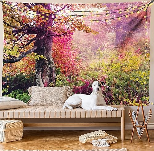 Miniatura 198 de Ambesonne Tapiz gótico, patio con hiedra encantada en la puerta antigua al bosque, colgante de pared ancho para dormitorio, sala de estar, 2-Verde